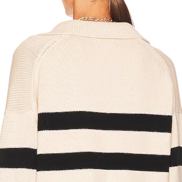 NWT Velvet Striped Cashmere Blend Polo Sweater - Picture 5 of 8